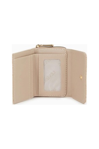 Dokulu Kumaş Detaylı Cüzdan - Vizon Vizon