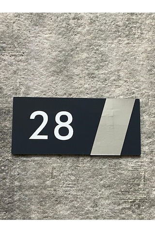 Side Serisi Anrasit Parlak Pleksi Üstü Silver Dekor Kapı Numarası