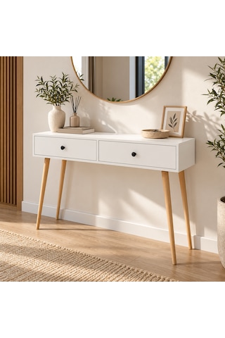 Viva 120 Cm -2 Kapaklı - Ahşap Ayaklı Dresuar -beyaz