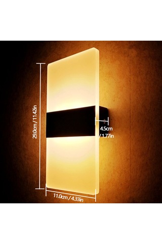 Dofolink Led Duvar Lambası 6w 3000k Isı Işık, Modern Dekoratif, Oturma Odası Yatak Odası Koridor, Demir + Akrilik, Siyah Kutusu Dik Açı, 29x11cm Diğer