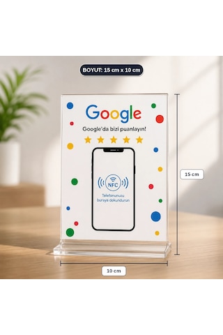 Yorum Kartı Google İçin Nfc Akıllı Değerlendirme Standı Pleksi Masaüstü