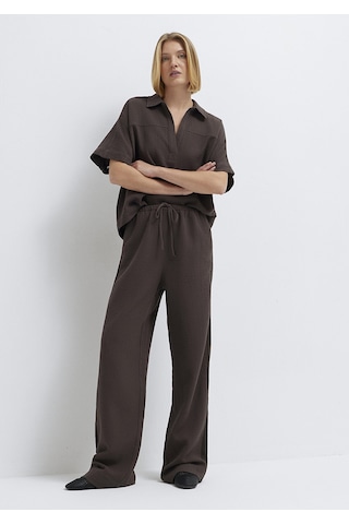 Mavi - Kahverengi Geniş Paça Pantolon 1011200-71603