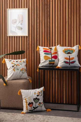 Swita Home 4'lü Kombin Punch İşlemeli Kırlent Kılıfı Panç Karışık