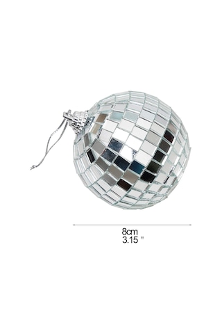 Disco Topu Aynalı Gümüş 8 Cm 3 Lü