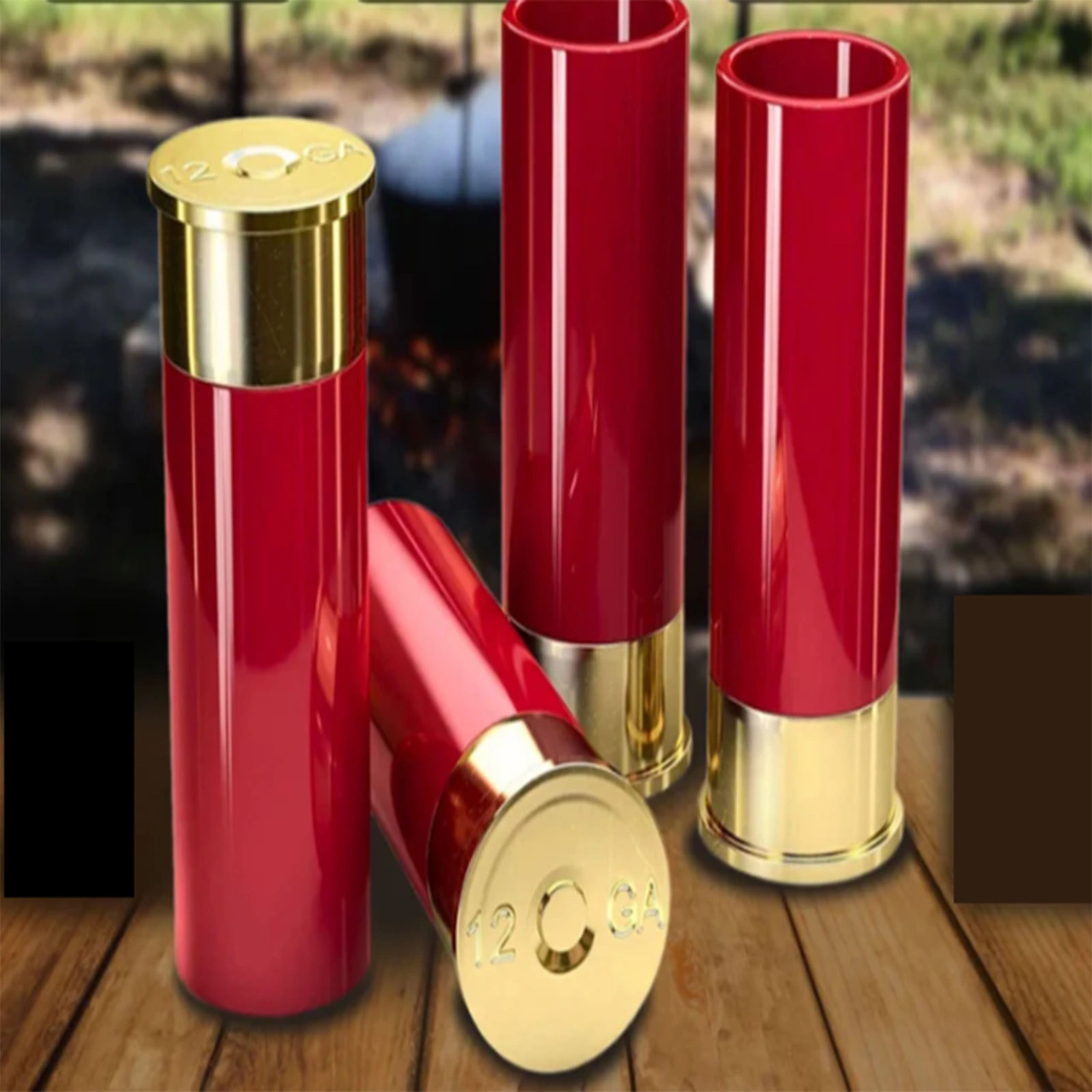 Dofolink 4'lü 40 Ml 12 Kalibre Kartuş Desenli Whiskey Bardağı Seti - Askeri Stil, Dayanıklı Abs Ve Bronz Kaplama, Ev/bar/outdoor Kullanıma Uygun Kırmızı