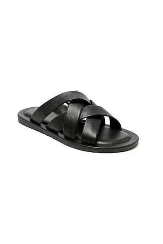 Black Terlik Erkek M7727 The Sandals Factory Leather Upper Sandals Siyah