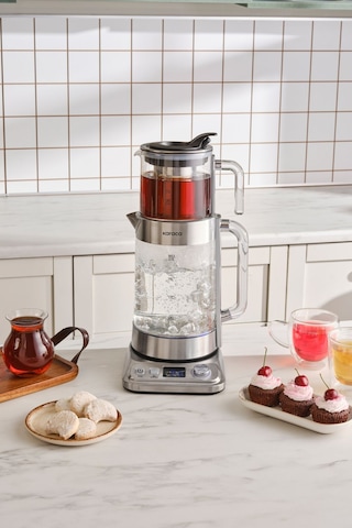 Karaca x Refika Gönlübol xl Cam Çay Makinesi Chrome