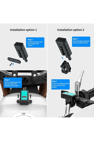 Reedark Motosiklet Usb Şarj Cihazı, Çift Qc3.0 Hızlı Şarj, Voltmetre, Ip66 Su Geçirmez, 12-24v, Arabalar/motosikletler İçin