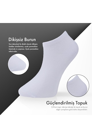 Saf Bambu Erkek Patik Düz Siyah Çorap Dikişsiz Premium Hediye Kutulu 6'lı Prime Bamboo Serisi L5952aznb Beyaz