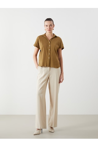 Lcwaıkıkı Classic Yeşil Loose Fit Dokulu Kadın Gömlek