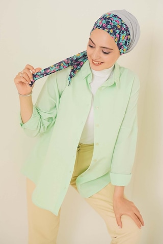 Bigdart 103901 Oversize Basic Tesettür Gömlek - E.yeşil 001