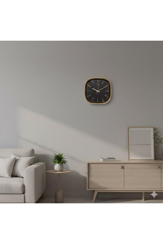Galaxy Premium Serisi Abs Kasa Duvar Saati Oval 30 Cm Gold-siyah Klasik Kadran Çok Renkli