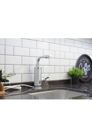 Elektrikli Sıcak Musluk Ani Su Isıtıcı Termal Şofben Musluk Asg5s GÜMÜŞ