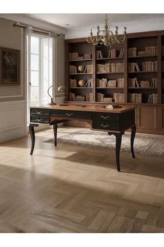 Winchester Rustik Still Çekmeceli Ahşap Çalışma Masası 75x140 Ceviz - Siyah