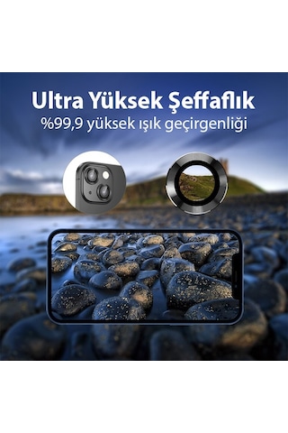 Ally Apple iPhone 15 Uyumlu /15 Plus Tempered Kamera Lens Koruma Cami - Sıyah