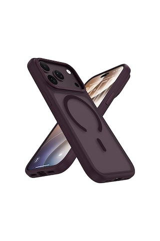 Apple Uyumlu iPhone 17 Pro Uyumlu Kılıf M-safe Şarj Özellikli Benks Mist C-magnet Yeni Seri Kapak Bordo
