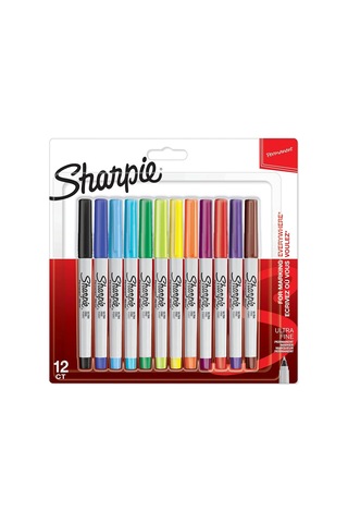 Sharpie Ultra Fine, Süper İnce Uç, Karışık 12'li Paket Çok Renkli