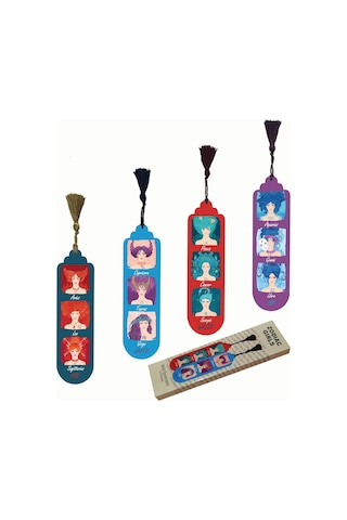 Gift Hediyelik Metal Püsküllü Kitap Ayracı Seti Zodiac Girls
