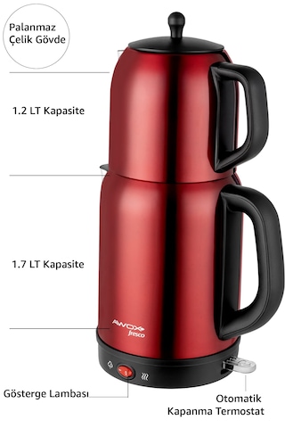 Awox Fresco 2'si 1 Arada Paslanmaz Çelik 1.7 L Çay Makinesi Su Isıtıcı