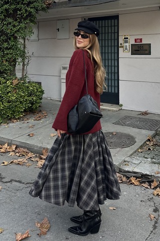 Bordo Çift Cepli Hırka - 04622 Bordo