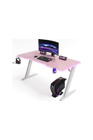 Thunder Rgb Aydınlatmalı Oyuncu Masası Pembe