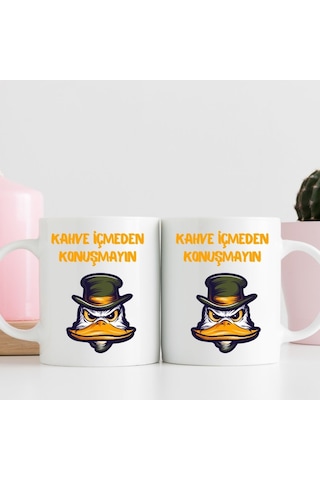 Kahve İçmeden Konuşmayın Tasarımlı Kupa Bardak Renk