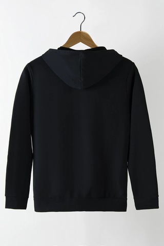 Relax&Basic Ünisex Basic Slim Fit Kapüşonlu Fermuarlı Cepli Sweatshirt Siyah Siyah