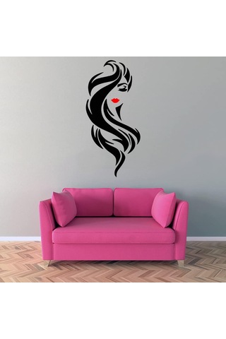 Uzun Saç Güzeli Kırmızı Dudaklar Duvar Çıkartmaları Pvc Oturma Odası Yatak Odası Veranda Dekorasyon Kendinden Yapışkanlı Boyama Şeffaf