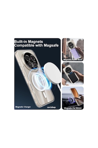 Honor Magic8 Pro Bkq-n49 Uyumlu Kılıf Sararmaz Kamera Korumalı Magsafe Mika Sert Parlak Şeffaf Kapak Beyaz