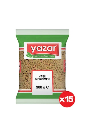 Yazar Yeşil Mercimek 15 x 900 G