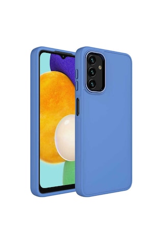 Samsung Uyumlu Galaxy A13 4g Kılıf Metal Çerçeve Ve Buton Tasarımlı Silikon Zore Luna Kapak Lavendery Gray