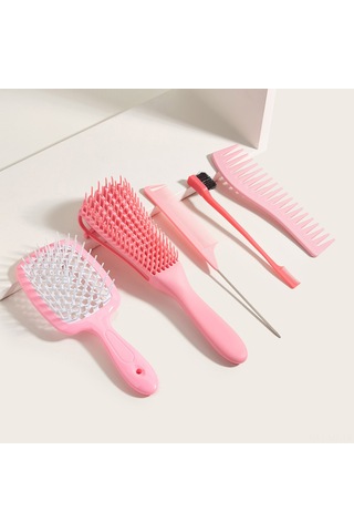 Mufunye Pembe Renkli 5 Parça Saç Şekillendirme Seti Ve Masaj Taranı