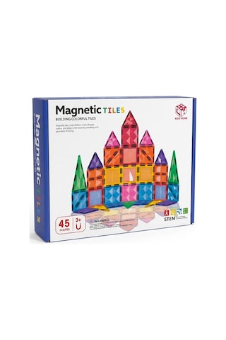 Kzl Kids Home Renkli Manyetik Yapı Blokları Seti 7.5 Cm 45 Parça 188m32