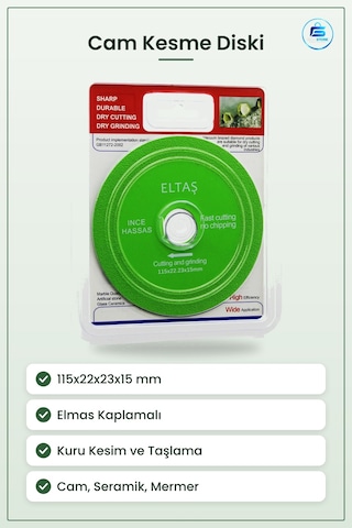Cam Kesme Ve Taşlama Diski 115x22x23x15mm Elmas Kaplamalı Yaşıl İ