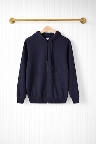 Fermuarlı Kapüşonlu Sweatshirt Lacivert