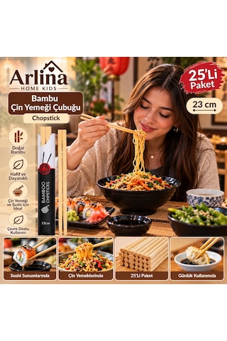 Bambu Chopstick 23 Cm Çin Yemeği Çubuğu 25li Set Ahşap