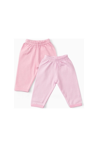 2'li Pamuklu Patiksiz Bebek Pantolonu Pembe