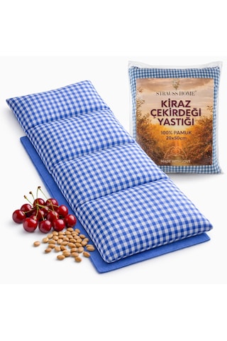 Strauss Home Kiraz Çekirdeği Yastığı Mikrodalga, Boyun Ve Omuz Kiraz Çekirdeği Yastığı, Pamuk Kumaş 50x20cm Deniz Mavisi