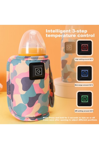 Jeehugo Usb Şarjlı Dış Mekan Biberon Isıtıcı Kılıfı - Kamuflaj Mavi Avrupa Standardı - Akıllı Sıcaklık Kontrolü Ve Isı Saklama