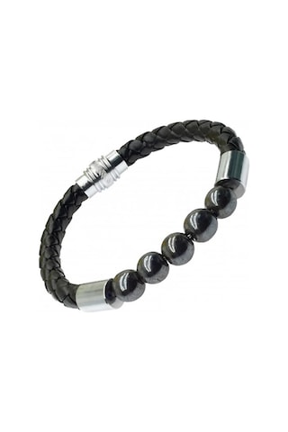 Brezza Lusso Jewelry Hematit Doğal Taşlı Erkek Bileklik Siyah