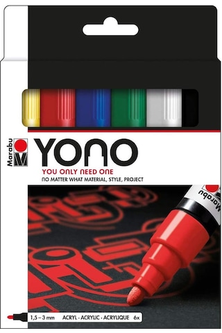 Marabu Yono Marker Set, 6x1.5-3MM Ma- 1240000004002