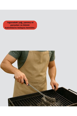 Uzun Saplı Izgara Temizleme Fırçası Çelik Telli
