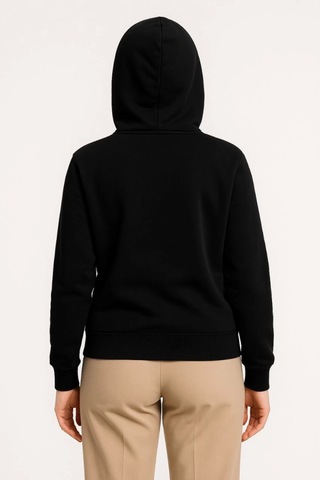 Etiler Collection Üç İplik Kapüşonlu Tam Fermuarlı Kanguru Çepli Sweatshirt Hoodie - Siyah