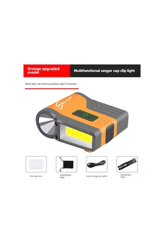 Mufunye Dışarıda Kullanım Led Sensörlü Cob Fenerli Su Geçirmez Oranj Şapka: Balıkçılık, Kamp, Tırmanma Için Elserbest Aydınlatma Turuncu