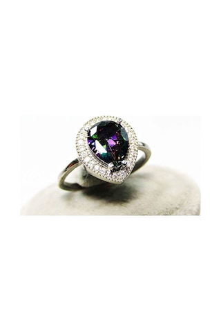 Lilahgümüştr Gümüş Mistik Topaz Taşlı Damla Kadın Yüzük