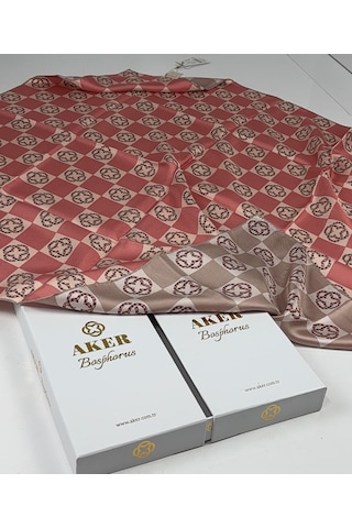 Aker Bosphorus Çift Taraflı İpek Twill Eşarp 89147112 Vizon-nar