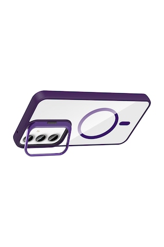 Zore Galaxy Uyumlu A35 Kılıf Standlı Ve Kamera Lens Hediyeli M-safe Şarj Özellikli Ogaa Etro Kapak - Desert Tita Desert Titanyum