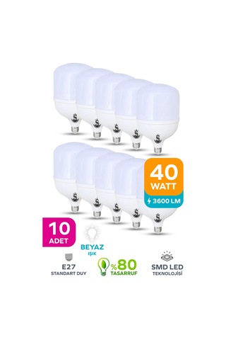40w Tasarruflu E27 Beyaz Işık Torch Led Ampul 10 Adet 10 Adet