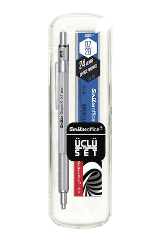 Scrikss Graph-x Metal Versatil Kalem 0.7 Mm Kurşuni Gri 3'lü Set