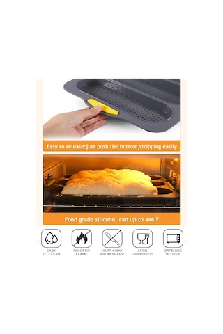 Fransız Bagetleri/sosisli Sandviçleri Pişirmek İçin Silikon Somun Siyah